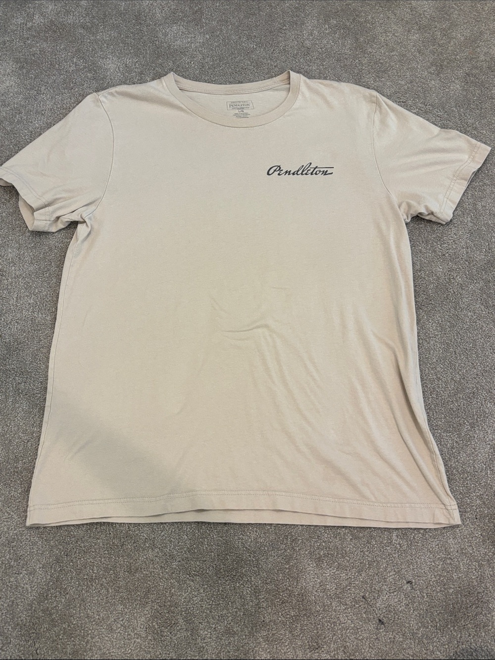 Pendleton Beige Crew Neck T-Shirt with Script Logo